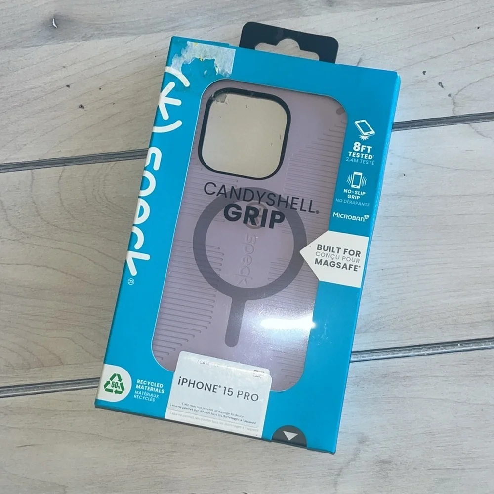 Speck iPhone 15 Pro Candy Shell Grip Purply Pink Case
